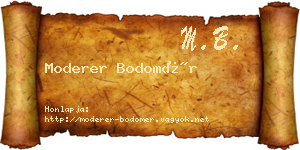 Moderer Bodomér névjegykártya
